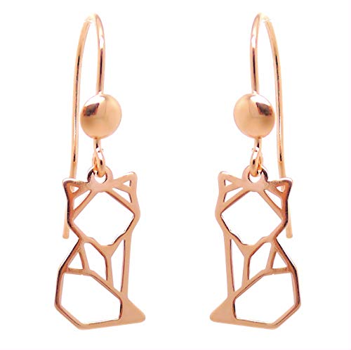 Boucles d'oreilles origami renard en argent, le cadeau idéal fabriqué en France