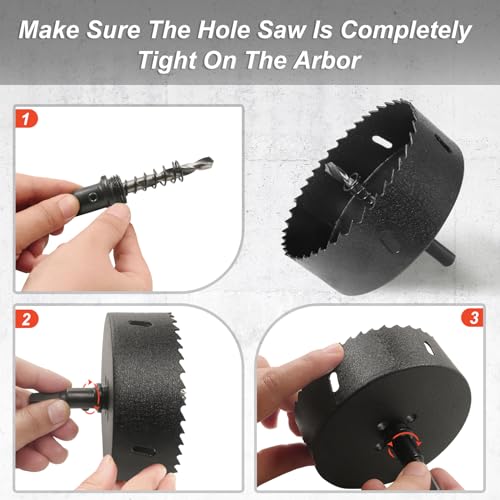 Image of 4-5 /16 Inch Hole Saw with 3 /8 inch Triangle Shank Quick Change Arbor, JTemgle Bi-Metal Hole Saw Heavy Duty Hole Cutting Tool for Cornhole Boards, Recessed Lights, Wood, Plastic, Drywall & Soft Metal