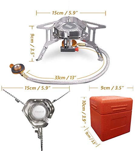 Svnvioz Camping Stove Windproof Backpacking Stove With Piezo Ignition, Plastic Storage Box, 2 Types Fuel Canister Adapters, Camping Gear Portable Stove For Outdoor Camping Hiking Cooking #TOP4