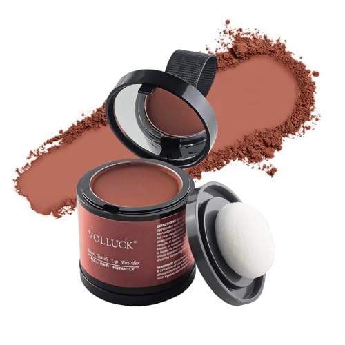 VOLLUCK Ansatzpuder – Haarnansatz Puder zur sofortigen Abdeckung von grauen Haaren & lichten Stellen – Natürliches Finish – Haarpuder Ansatz für Damen & Herren 10g (Rotbraun)