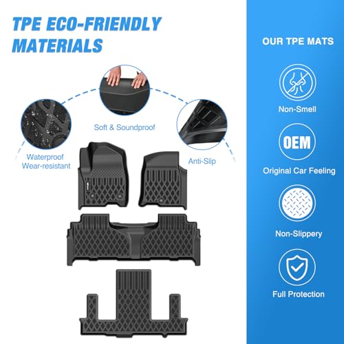 Image of Nilight TPE Floor Mats for Chevy Tahoe GMC Yukon Denali Cadillac Escalade | Bucket Seats Only 2021 2022 2023 2024 2025 2026 All Weather Custom Fit Heavy Duty Floor Liners