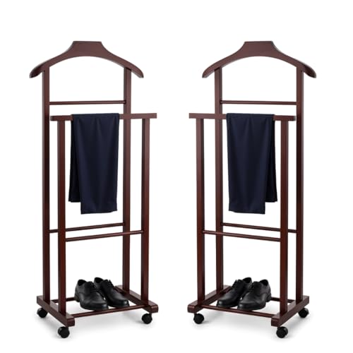 Mottiwood Set 2 Indossatore Appendiabiti Da Camera, Color Noce, Legno