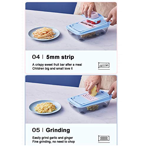 Cortador manual multifuncional para vegetales azul miniatura 5