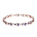 Bamoer Luxury Slender Rose Gold Plated Bracelet with Sparkling Blue Cubic Zirconia Stones
