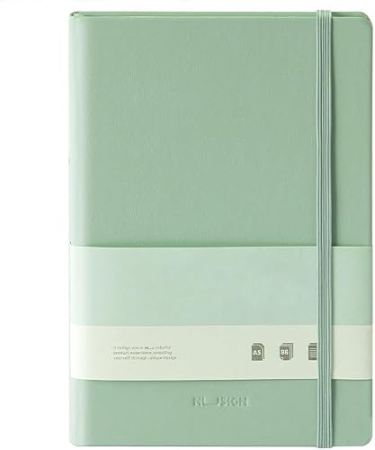 Nusign A5 Leather Notebook 96 Sheets Elastic Strap Journal (Green)