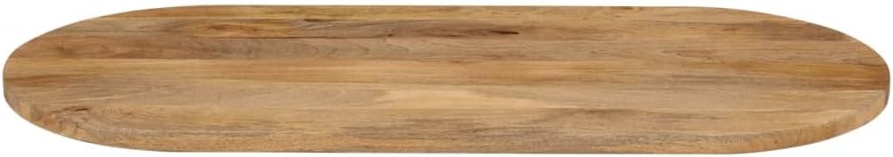 Solid Mango Wood Oval Table Top 39.4x15.7 Inches, Natural Brown Rustic Dining Table with Smooth Surface, Durable Kitchen Island Top for Home and Commercial Use