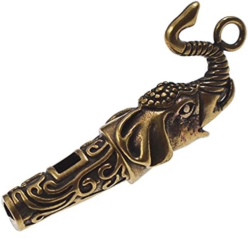 Ynxee 1Pc Antique Brass Elephant Whistles Camping Hiking Pet Training Signal Whistles Portable Keychain