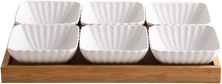 Dip Bowls Set Soy Sauce Dish/Bowls 6 Compartment Divided Ceramic Sauce Dish Dipping Bowls Fruit Dessert Small Dish Appetizer Plates for Soy Sauce Vinegar Sushi Kethup BBQ Sauces Dipping Sau