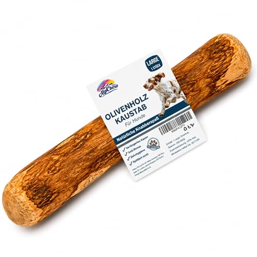 Alp Chew Olivenholz für Hunde – Natürliches Kauholz für Starke Kauer, langlebiges Kauspielzeug zur Zahnpflege, Größe L (250–400 g), 1 Stück