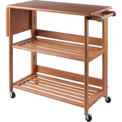 Oakestry Radley Foldable Kitchen Cart Light Oak Solid Wood Rolling