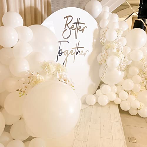 Image of PartyWoo White Sand Balloons, 100 pcs White Balloons Different Sizes Pack of 18 Inch 12 Inch 10 Inch 5 Inch for Balloon Garland Arch as Party Decorations, Birthday Decorations, Baby Shower Decorations