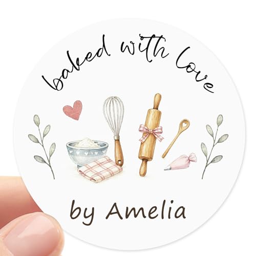 120 x Baked with Love Write On Bakery Stickers for...