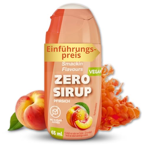 He-Ju Zero Sirup zuckerfrei Pfirsichgeschmack, 65 ml (32 Portionen), ohne Zuckerzusatz, nur 2 kcal pro Portion, Vegan & kalorienarm, ergibt bis zu 8L erfrischendes Getränk, intensiver Geschmack