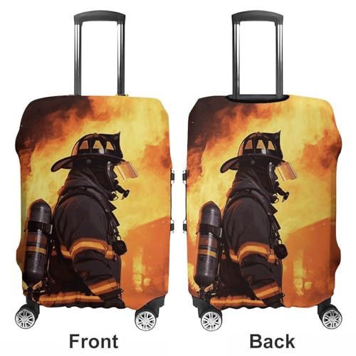 Firefighter Fireman Flame Printed Luggage Cover Protector, Fits 18-32 Inch Luggage3