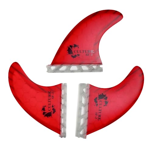 Culture Supply Signature RTM Honeycomb Tri Fin Surfboard Fin Sets - 5 Colors | 3 Sizes (Red, Small (SF-2))