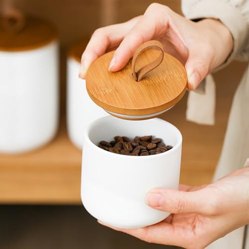 Modern Ceramic Jar with Lid Sugar Bowl Coffee Canister Food Storage Jar for Coffee Beans,Sugar,Tea,Spices,ect. (Black 9.15oz/260ml) - Image 6