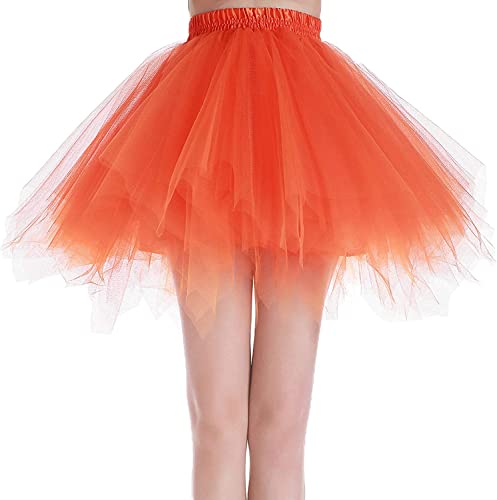 Dancina Women's Adult Vintage Petticoat Tulle Tutu Skirt [XXL] Plus Size 12-18 Orange