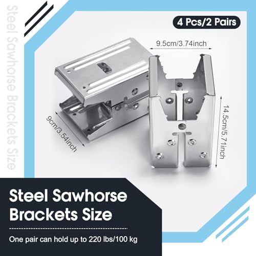 image for Gisafai 4 Pcs Steel Saw Horse Brackets Galvanized Sawhorse Bracket wit