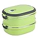Stackable Bento Lunch Box Container Stainless Steel Modern Bento Style Design Built in Silicone Sealing Rings Cute Leak Proof Lunch Organizer for Adults Women Men (2 Tiers)