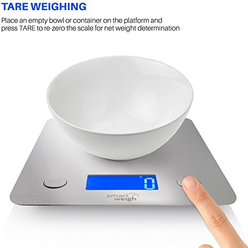 Smart Weigh Digital Multifunction Stainless Steel Kitchen Scale Digital Food Scale For Baking Cooking And q Cooking Scale For Nutrition Management Large Capacity Meat Scale 11lb 5kg Amazon Co Uk Home Kitchen