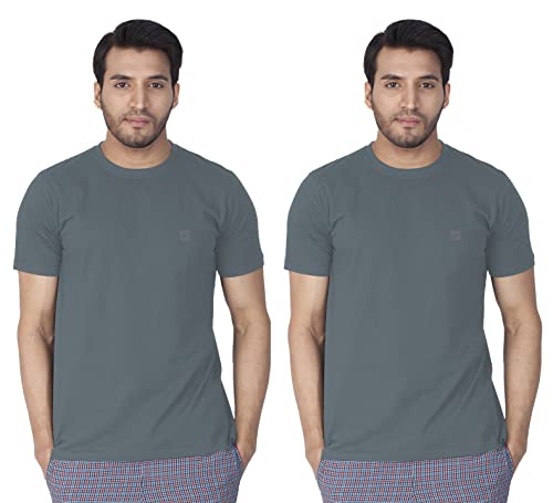 Image of Lux Nitro Men's Solid Modern Fit Round Neck T-Shirt Lead