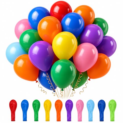 JOWINER 100 PCS Balloons, 12 Inch Assorted Colors Balloon & 10 Kinds of Color Balloons, Latex...
