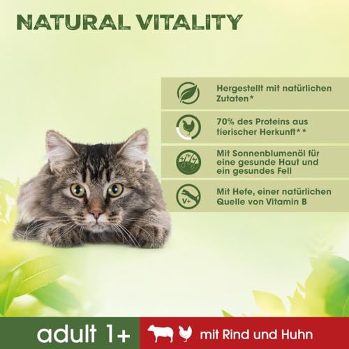 Perfect Fit Natural Vitality Adult 1+ – Trockenfutter für erwachsene Katzen ab 1 Jahr – Rind & Huhn – Unterstützt die Vitalität – 6 kg