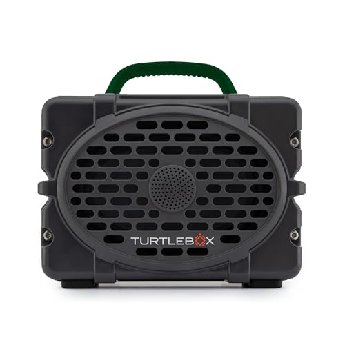 Image of Turtlebox Original Gen 3: Portable Outdoor Bluetooth Speaker - Ultra-Loud (120dB), Waterproof (IP67), Rugged, Impact-Resistant, 3-Day Battery | Party Mode: Unlimited Pairing Stereo, Gray /Green