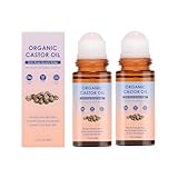 Rizinus-Massageöl, Bio-Rizinusöl zum Aufrollen mit Rosenquarz-Roller, Natural Ingredients,Gently Nourishes Skin, für Haare, Wimpern, Augenbrauen, Körperpflege - Massageöl Öl (01)