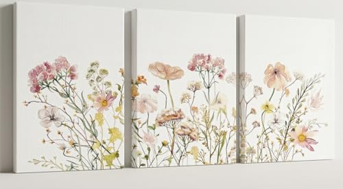 MTFBWY Wildflower Nursery Wall Art for Girls, Pink and Sage