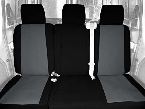 Rear 60/40 Split Bench Seats, CalTrend Faux Leather Seat Covers for 1998-2004 Chevrolet Blazer|GMC Jimmy Light Grey Light Grey Insert with Black Trim