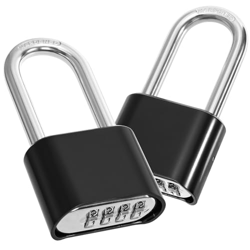 Hiceeden 2 Pack 4 Digit Heavy Duty Combination Lock, 2.5 Inch Long Waterproof Shackle Padlock, Resettable Zinc Alloy Lock for Outdoor, Gate, Fence, School Gym Locker, Black