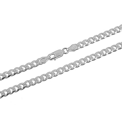4.5mm 925 Sterling Silver Cuban Curb Link Chain Necklace Italian 24 inch