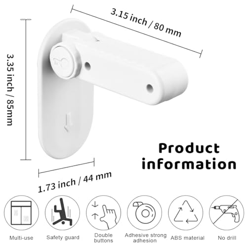 ZEPIQOR 6 Pcs pestillo puerta sin agujeros, pestillo puerta, Cerradura de la manija de la puerta de seguridad para niños, fácil de instalar y usar adhesivo, no se requieren herramientas ni taladros - imagen 2