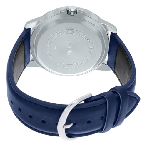 Relógio Masculino Casio Prata e Azul Data Pulseira de Couro