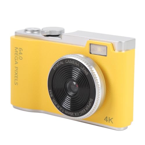 Appareil photo numérique 4K compact jaune avec carte mémoire 64GB et zoom 16x