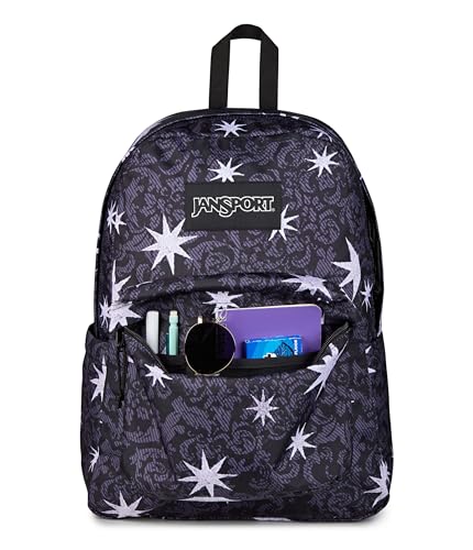 Image of JanSport SuperBreak Plus Backpack with Padded 15-inch Laptop Sleeve and Integrated Bottle Pocket - Spacious and Durable Daypack for Work and Travel, Castle Tapesty Black /Charcoal /Silver