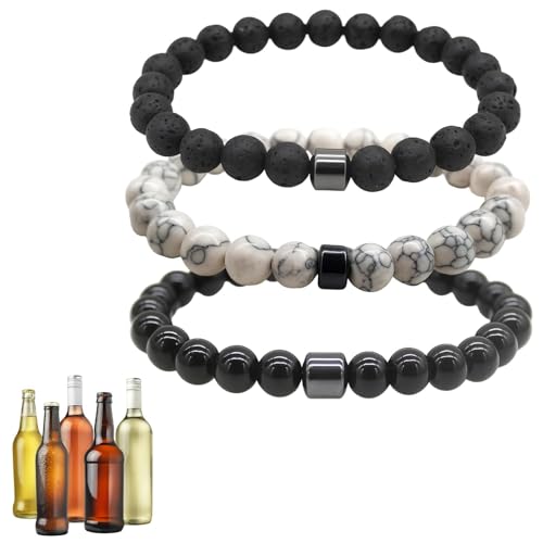ZHLKHIOP 3 Pack Smoking Cessation Bracelets Anti Anxiety Bracelets Natural Stones Stress Relief Spiritual Bracelet for Women Men Quit Smoking Therapy Bracelet