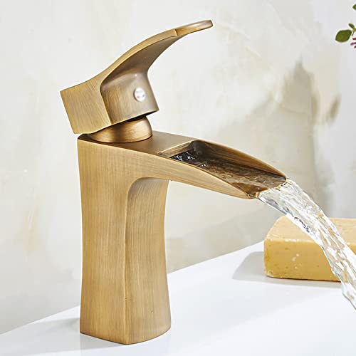 Robinet de vanité cascade rétro bronze pour lavabo et vasque de salle de bain - 3