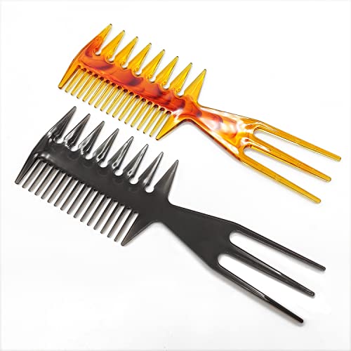 Hair Pick Comb 3 In 1 Fish Tail Bone Shape Professional Hair Comb Perfect For Creating Lines,Crew Cut,Slicked-Back,Undercut,Mohawk,Faux Hawk,Bowl Cut,Rat Tail Comb Over,Quiff,Mop-Top,Spiky Hair(Amber) #TOP5