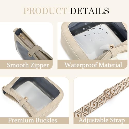 Image of LOXOMU Clear Crossbody Bags Stadium Approved, Clear Purses with Guitar Strap Clear bag for Stadium Events, Concerts