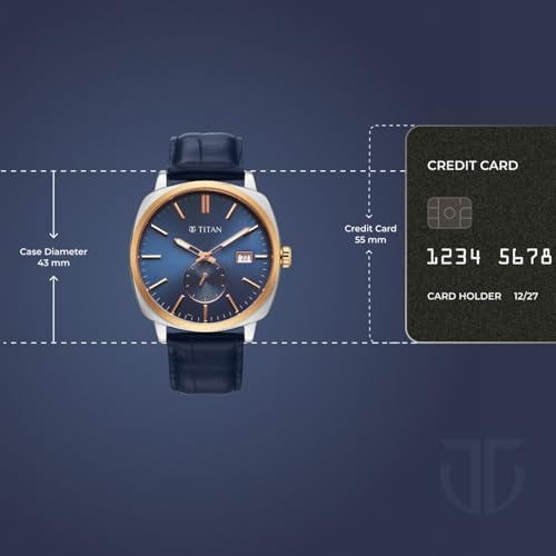 Image of Titan Classique Suave 2.0 Analog with Blue Dial Blue Leather Strap Watch for Men - 90189KL01