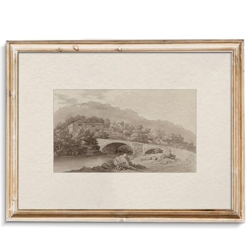 uniro Retro Neutral Wall Art for Home Decor Farmhouse Wall Decor River Landscape Sketch Drawing Rustic Nature Canvas Prints Antique Neutral Landscape Oil Painting Vintage Art Pictures for Bedroom Bathroom Decor( 8" x 10"-UNFRAMED)