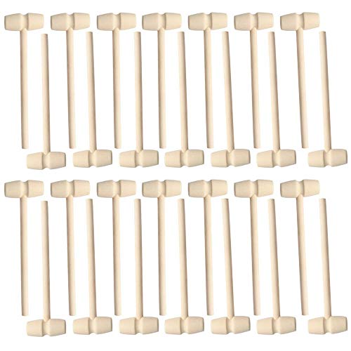 Hosfairy 30Pcs Miniature Wooden Hammer Toy Small Mallet Pounding Tool for DIY Handmade Valentine's Day Birthday Party Tool