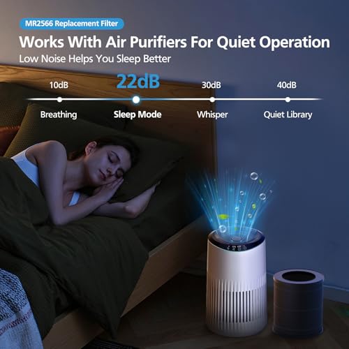Image of 4 Pack MR2566 Filter Replacement Compatible with MORENTO MR2566 Air Purifier, 3-in-1 HEPA & Activated Carbon Replacement Filter, Standard Version, Black