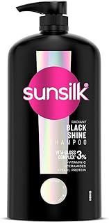 Sunsilk Radiant Black Shine Shampoo 1000 ml || Infused with 3% VITA-GLOSS COMPLEX* || Gives Glass Shine Hair