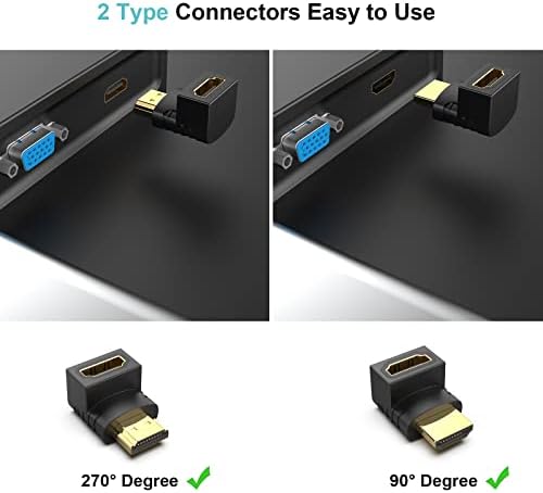 BENFEI HDMI Right Angle Male to Female Adapter - 2 Pack
