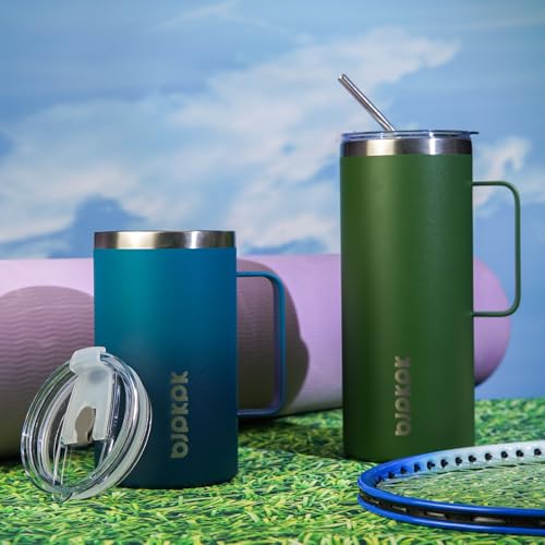 Image of BJPKPK 32oz Insulated Coffee Mug with Handle, Stainless Steel Travel Mug | Keeps Drinks Hot & Cold, Double Wall Vacuum, 2 Lids Included, BPA-Free Coffee Tumbler for Home, Office & Travel