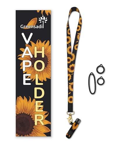 Greensadi E-Cig Lanyard & Vape Lanyard Holder – Vape Holder Necklace w/ 3 Vape Size Options for a Perfect Fit – Real Leather & Heavy-Duty Nylon Vape Pen Holder Lanyard – Vape Necklace