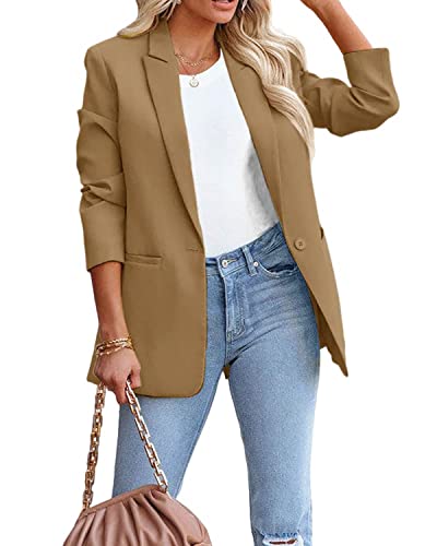 Women's Solid Color Casual Long Sleeve Lapel Button Blazer Jacket for Business Lady3